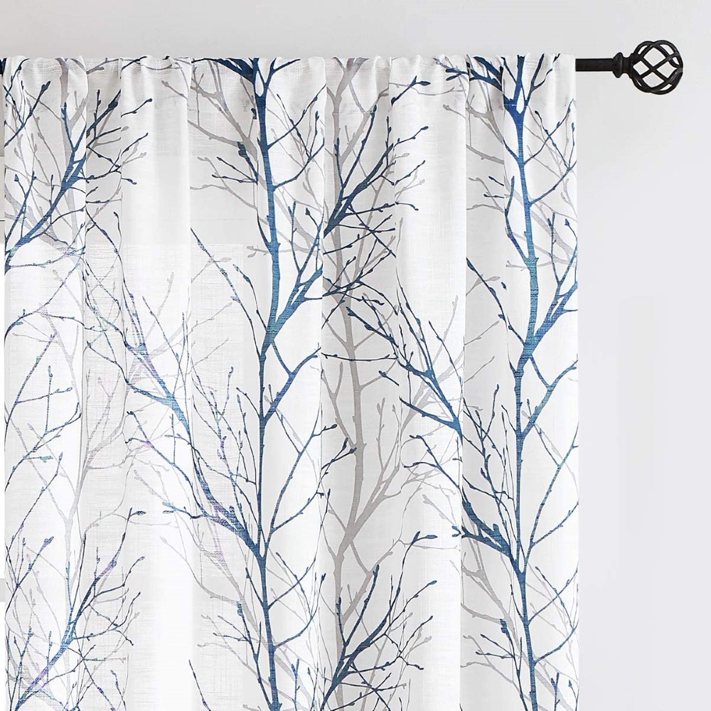 Blue White Sheer Curtains (1)
