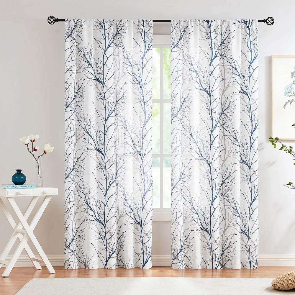 Blue White Sheer Curtains (3)